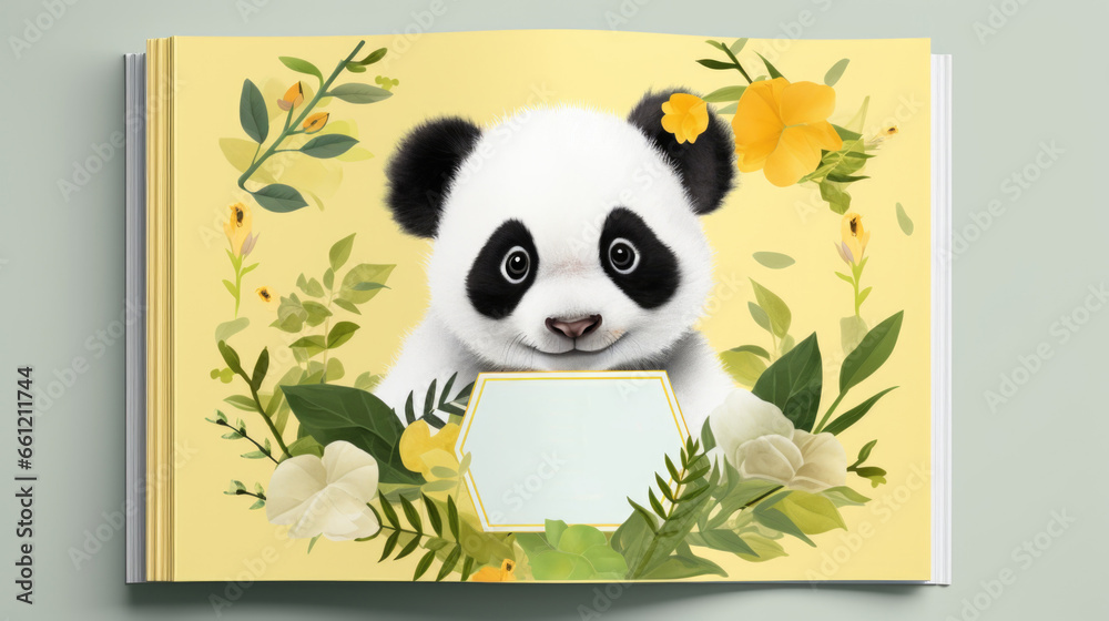 Obraz premium A book with a picture of a panda bear