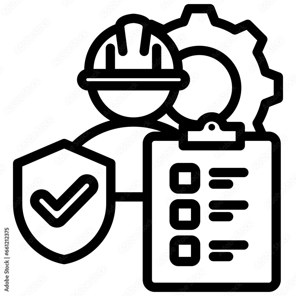 Contractor Safety Management Outline Icon Contractor Safety Management Outline Icon