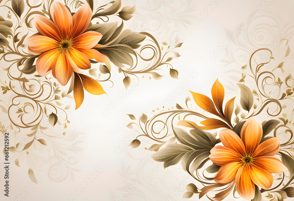 Luxury background with floral pattern on white background