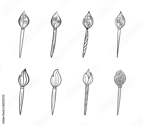 Paint brushes vector hand drawn illustration