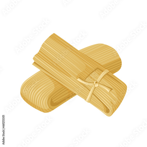 Vector illustration, tamales or tamal, a traditional Mesoamerican dish, made from nixtamalized corn dough, steamed in corn husks, isolated on white background. photo