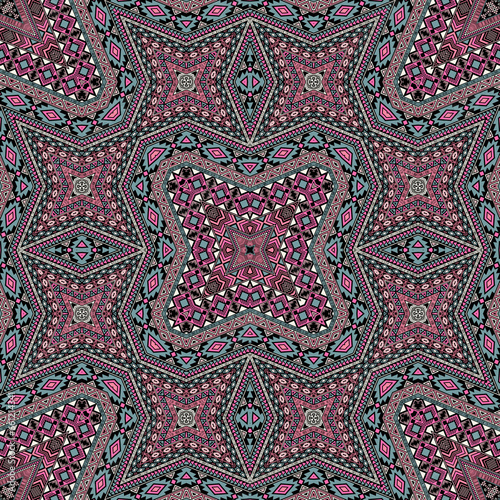 American seamless ornament vector design. Arabesque geometric background. Til...