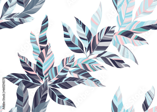 Beautiful eucalyptus leafage repeat pattern vector. Minimal organic summer ba...