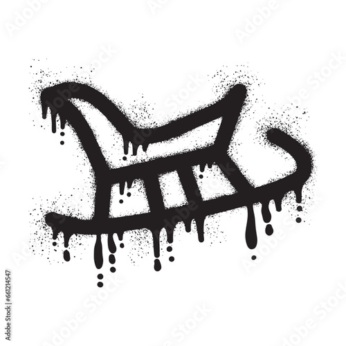 Sleigh graffiti with black spray paint