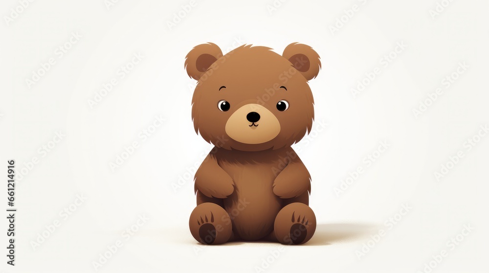 Minimalist digital drawing cute woodland bear on white background Minimalist digital drawing cute woodland bear on white background