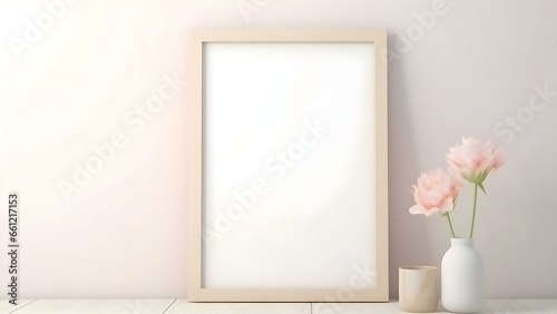 Sleek Interior Setting with Poster Frame Mockup, 3D Render -  generative KI