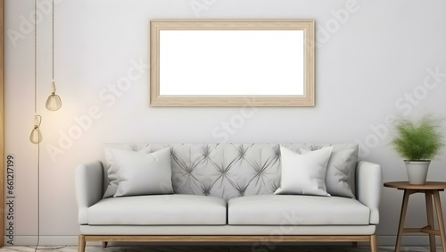 Sleek Interior Setting with Poster Frame Mockup, 3D Render -  generative KI © Enes
