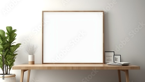 Sleek Interior Setting with Poster Frame Mockup, 3D Render -  generative KI © Enes