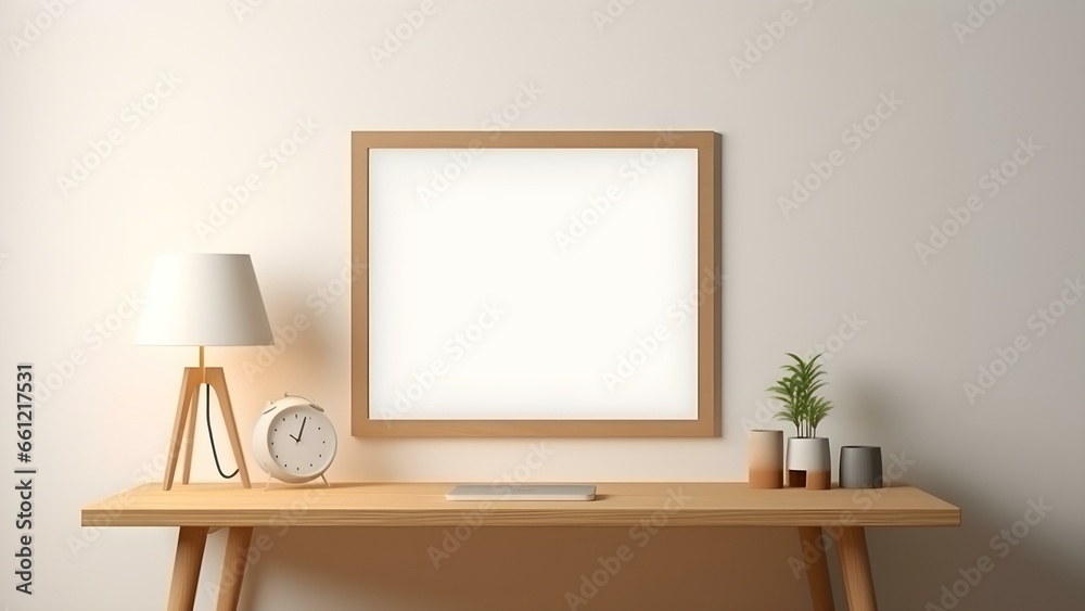 Contemporary Room Design with Frame Mockup, 3D Render - generative KI Contemporary Room Design with Frame Mockup, 3D Render - generative KI