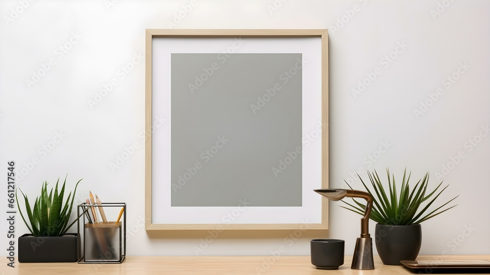 Contemporary Room Design with Frame Mockup, 3D Render - generative KI Contemporary Room Design with Frame Mockup, 3D Render - generative KI