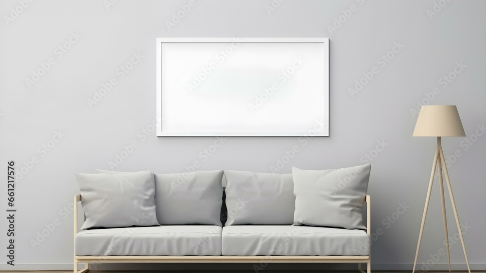 Fototapeta premium Contemporary Room Design with Frame Mockup, 3D Render - generative KI