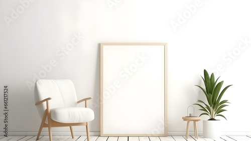 Contemporary Room Design with Frame Mockup, 3D Render - generative KI © Enes