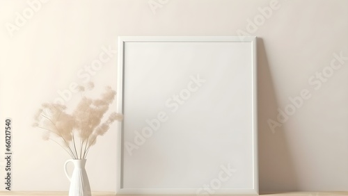 Contemporary Room Design with Frame Mockup, 3D Render - generative KI