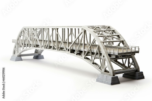 Isolated truss bridge 3D model on white background. Generative AI