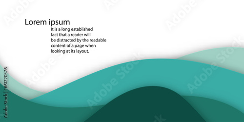 Paper cut design wave green color. vector abstract background. layout blank use for text message presentations. green color wallpaper. Banner layout.