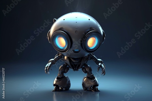 adorable dark bot on plain background. Generative AI © Cecilia