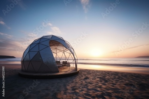 isolated beach dome made with innovative design. Generative AI