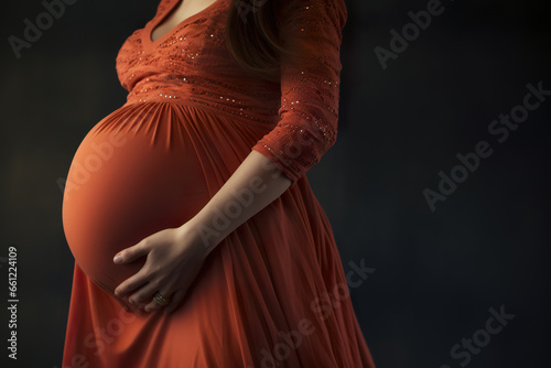 Closeup of maternity pregnant belly