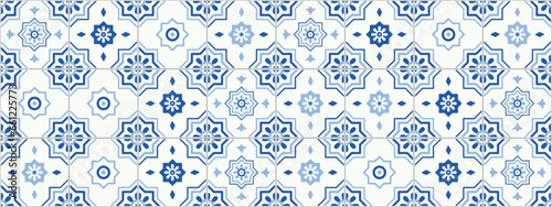Collection of vintage style tiles. Modular geometric design with ornamental elements. © AlexInkfusion