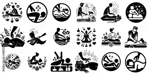 Zen Massage silhouette outlines Drawing | Simple Minimalist Art with Spiritual and De-Stressing Vibes, editable vector