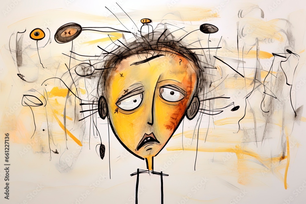 Thoughtful stressed young child with ADHD (Attention deficit ...