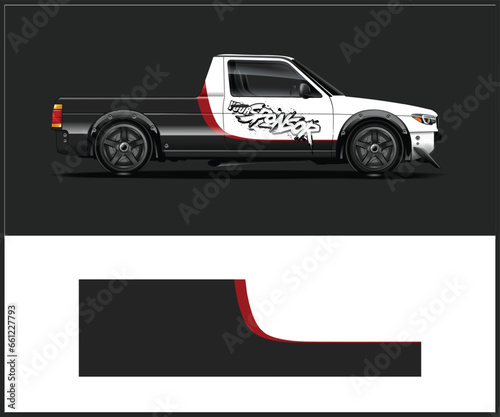 Racing car wrap design vector. Graphic abstract stripe racing background kit designs for wrap vehicle  race car