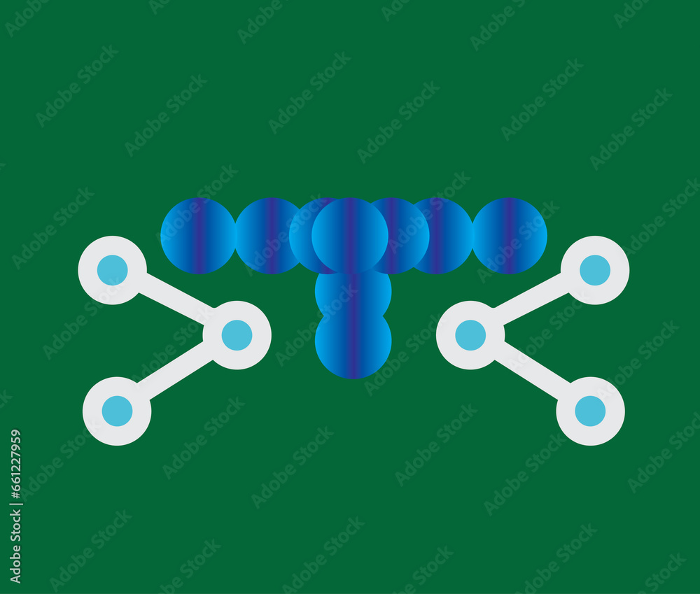 Abstract creative linear sign logo digital technology geometric pattern with green background Abstract creative linear sign logo digital technology geometric pattern with green background