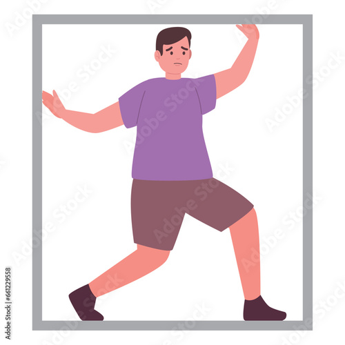 scared man suffering claustrophobia