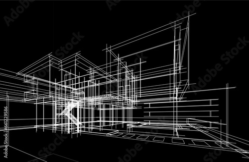 architectural sketch of a house