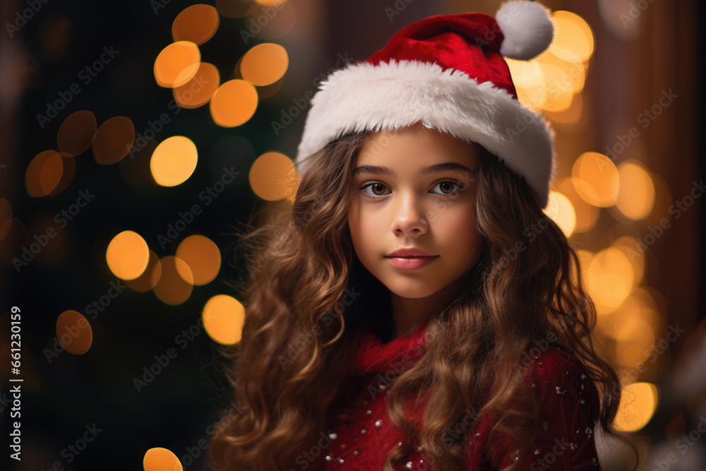 Little girl on christmas or new year street Little girl on christmas or new year street
