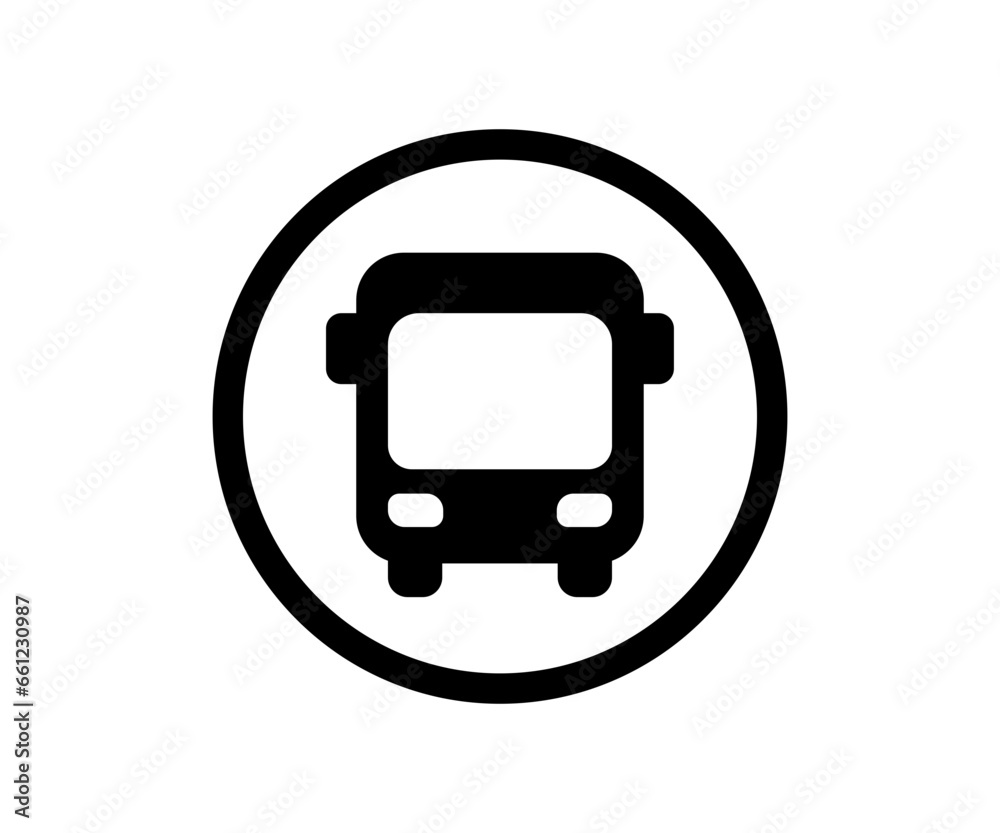 Bus stop icon. Vector bus location sign. Round bus station symbol. Bus stop icon. Vector bus location sign. Round bus station symbol.