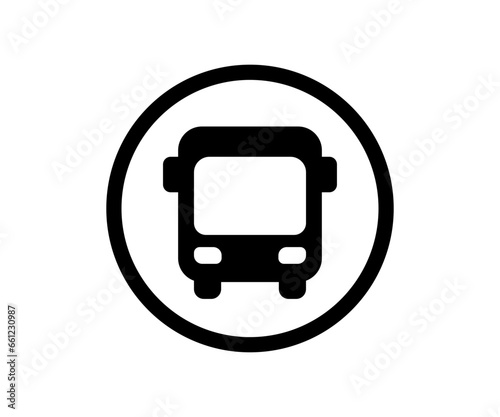 Bus stop icon. Vector bus location sign. Round bus station symbol.