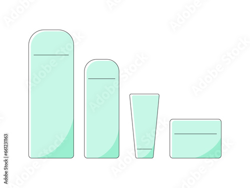 スキンケアシリーズの商品を並べたイラスト
