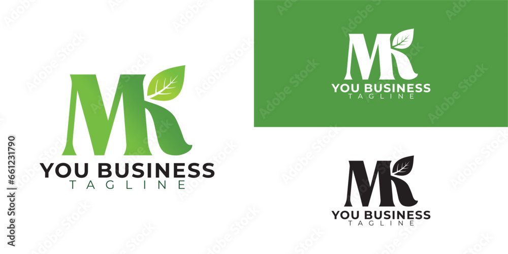 illustration vector graphic of initial M K logo with leaf illustration vector graphic of initial M K logo with leaf