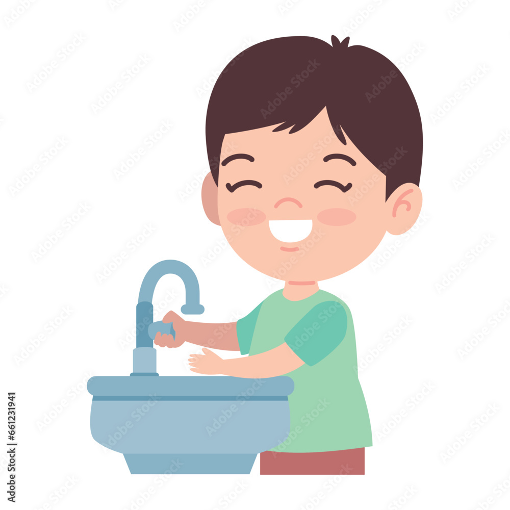 boy washing hands cartoon
