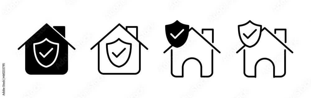 Home insurance icon vector. home shield protect logo Home insurance icon vector. home shield protect logo