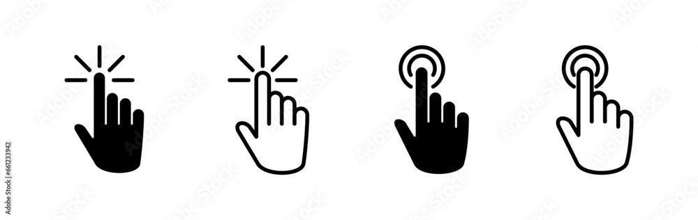 hand click icon vector. clicking finger icon. pointer icon hand click icon vector. clicking finger icon. pointer icon