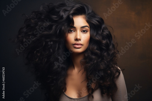Skin woman makeup brunette long beauty curly glamour hair style face fashion female model © SHOTPRIME STUDIO