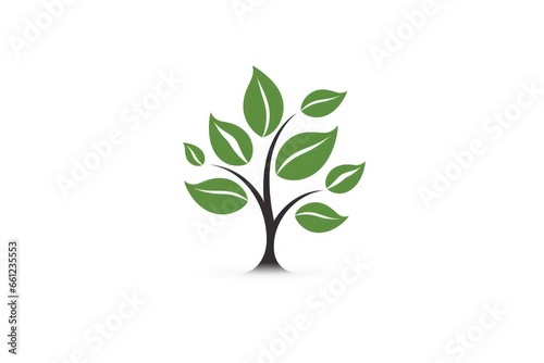 minimalistic logo with a plant branch on a white background