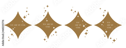 A set of gold sparkling starlight illustrations.