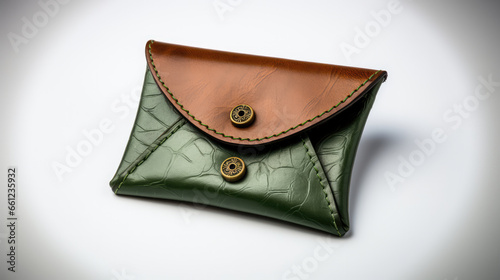 Vintage leather pouch isolated on a white background, a symbol of ancient craftsmanship and nostalgia