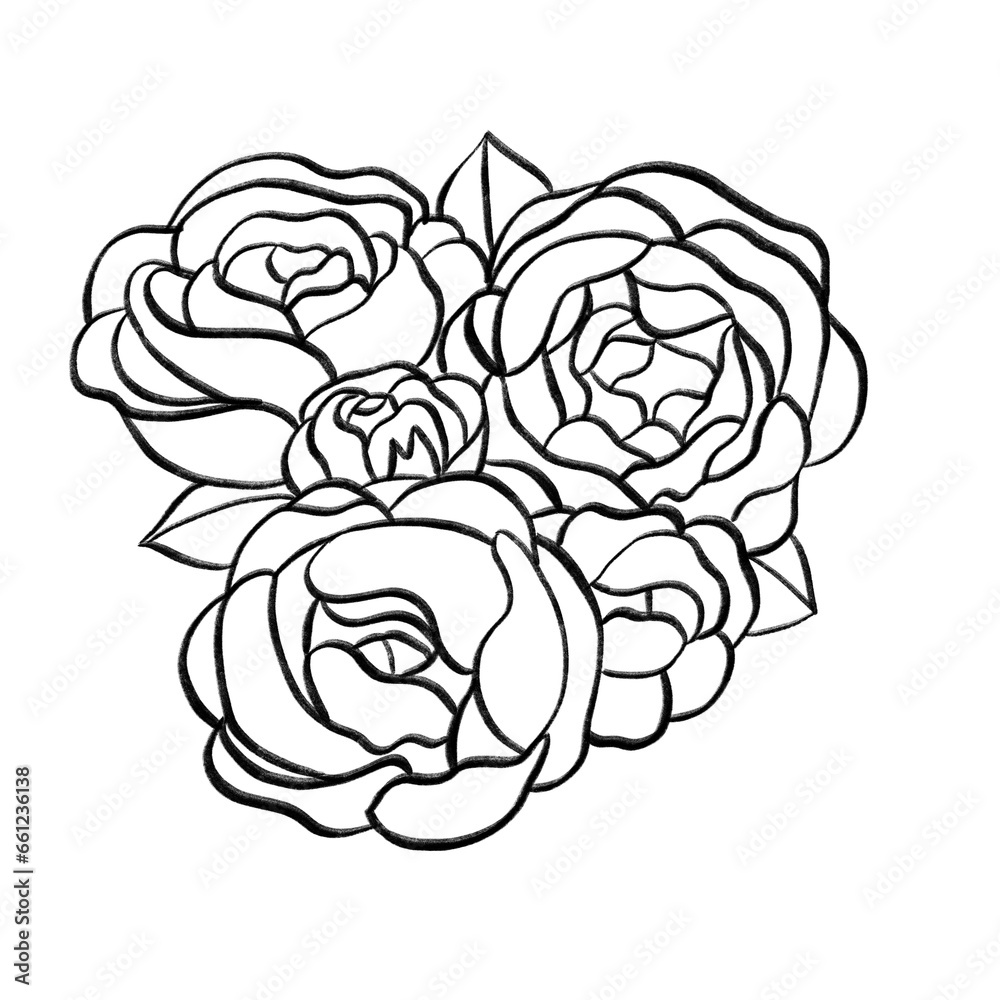 バラの線画イラスト バラの線画イラスト