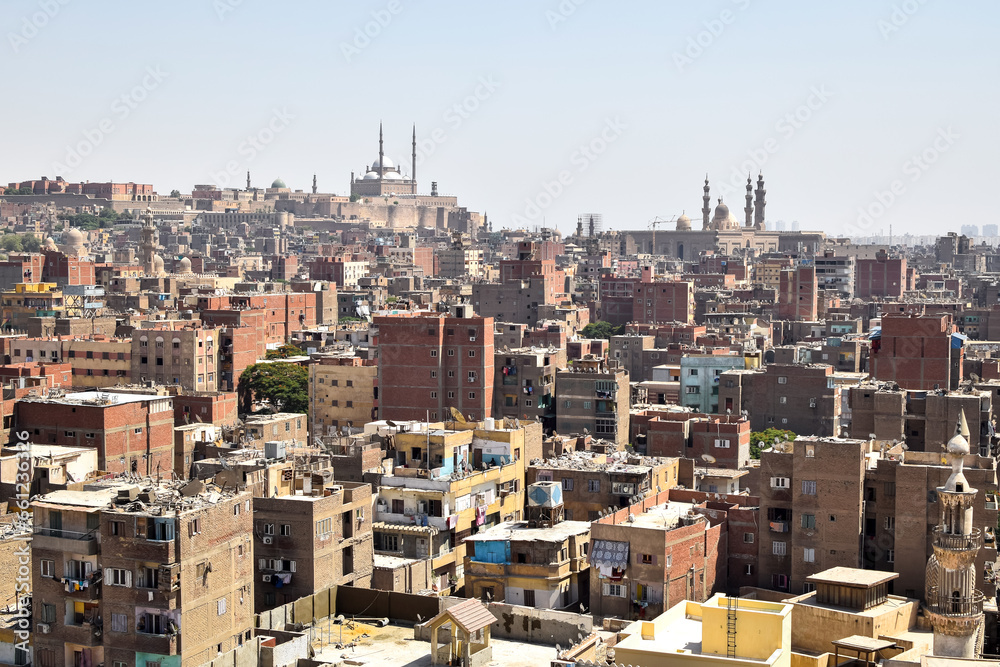 view of old buildings in cairo mesir angle from above in the daytime