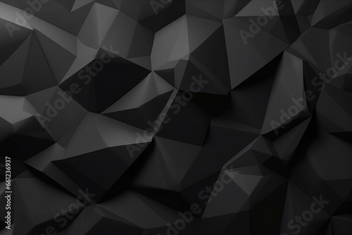Low poly black stone background with a dark rock appearance. Generative AI