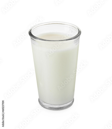 Glass of fresh milk isolated on white