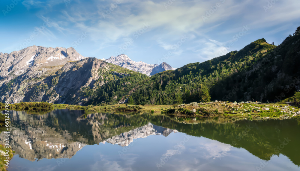Mountain Landscape view with reflections