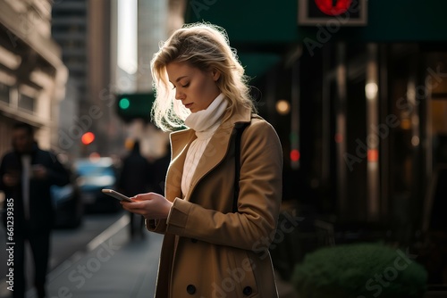 Woman Checking Mail Using a Smartphone App. generative AI