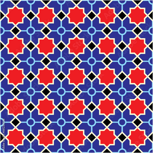 Vector illustration for a seamless geometric pattern  with a nice blue and red color background  suitable for backgrounds  calligraphy  decoration  etc.