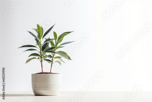 A potted plant standing alone against a white background. Generative AI