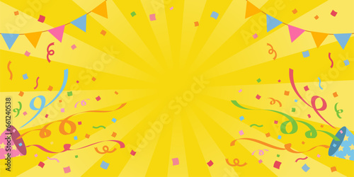 クラッカーとガーランドのお祝い背景素材（2：1）_ベクターイラスト